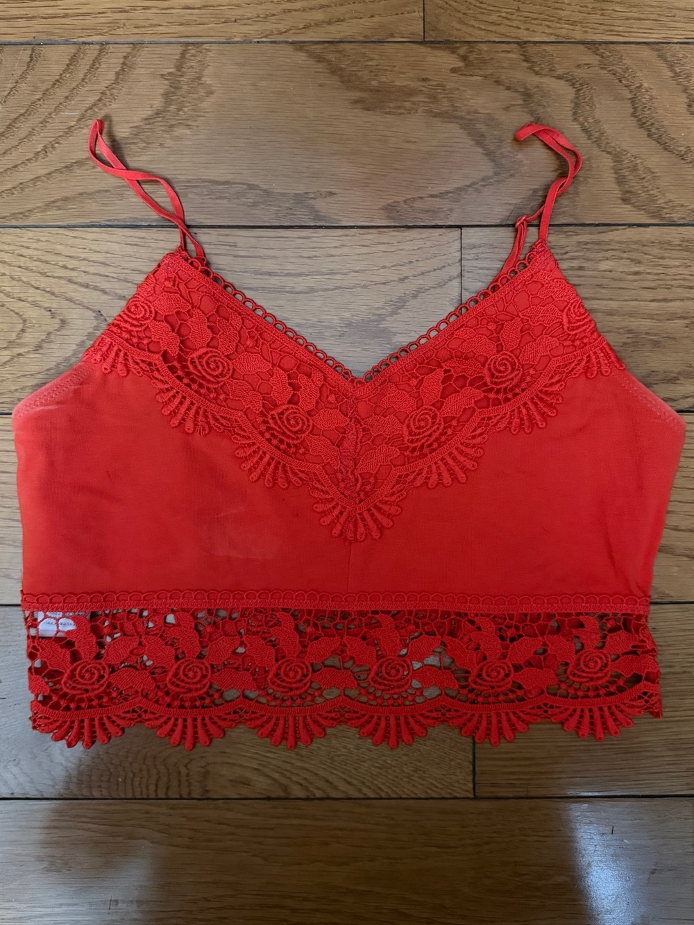 Topshop Orange Lace-Trimmed Cropped Camisole